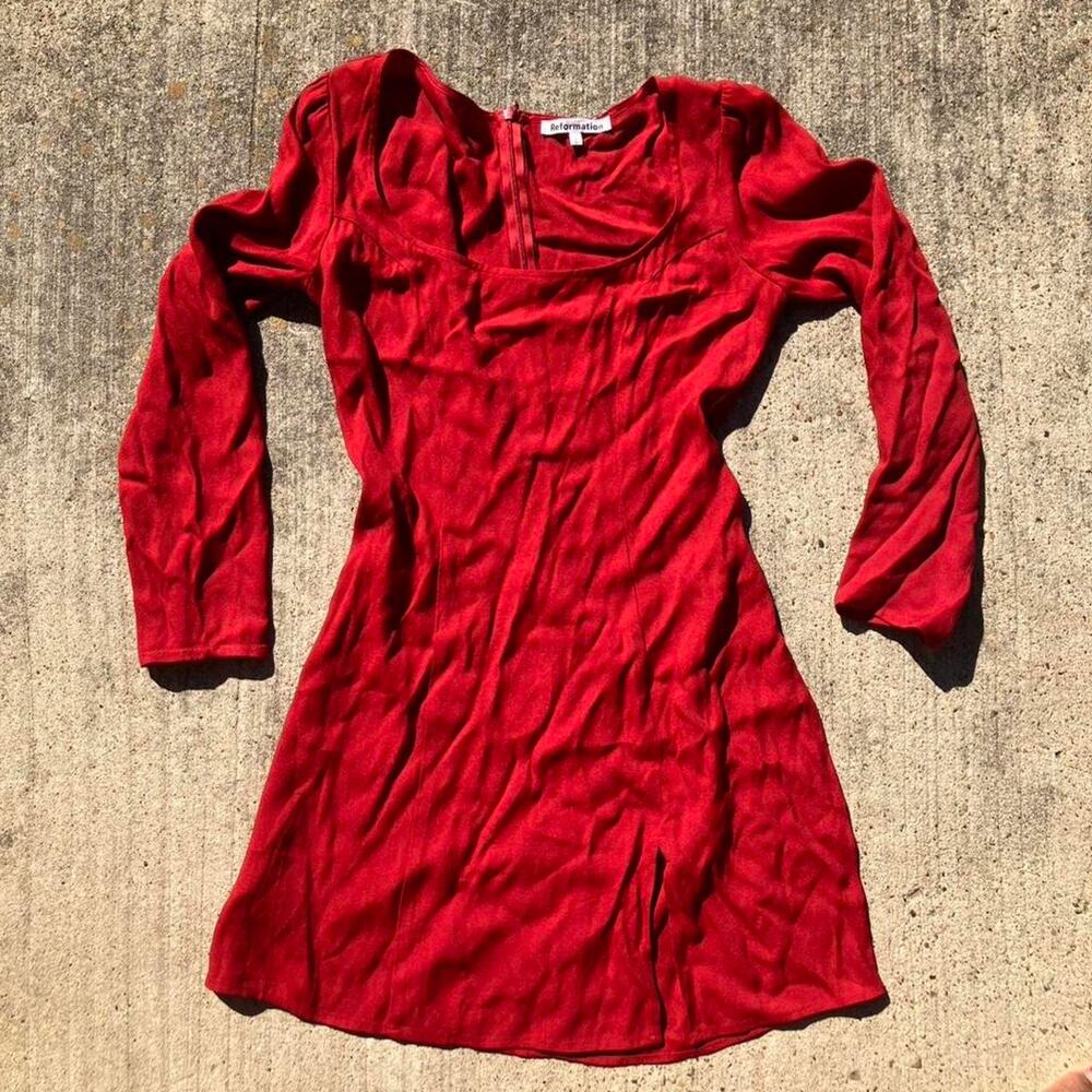 Reformation eleny red mini dress